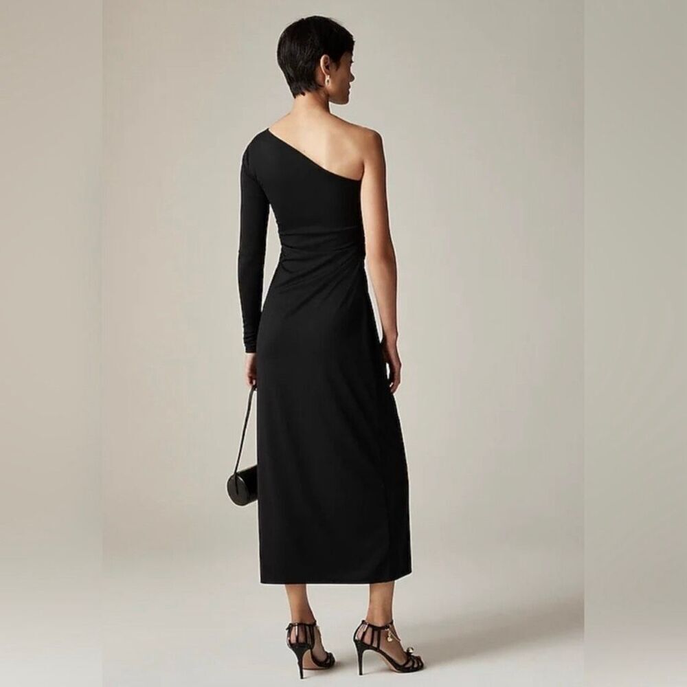 J. Crew One-shoulder dress in jersey crepe Black Size XS NWT - Picture 2 of 9